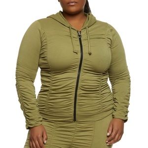 Rainbow Ruched Zip Up Hoodie